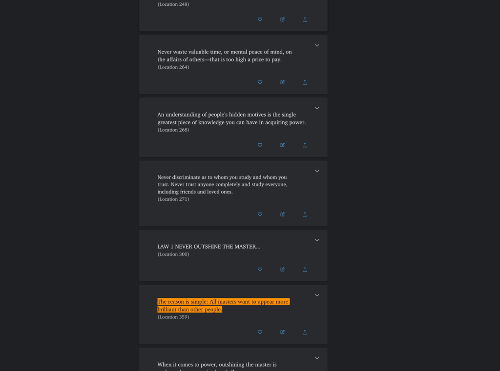 The same highlight as it appear in Readwise app. All being done automatically once it’s integrated with the Kindle account.