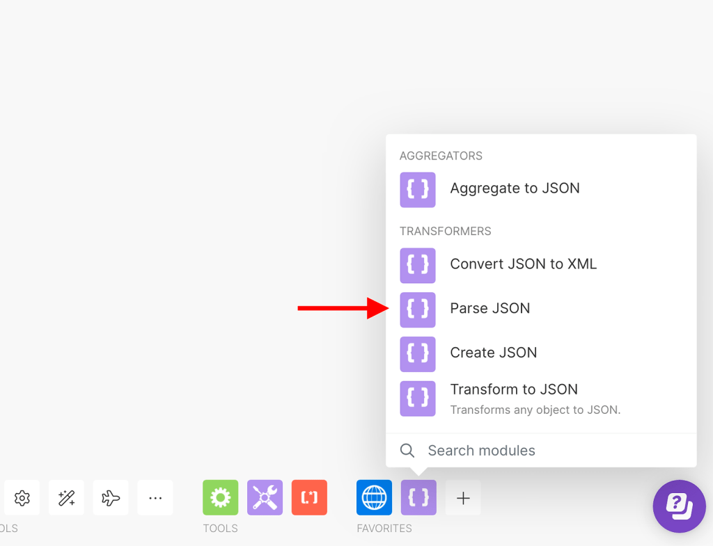 Make parse JSON module