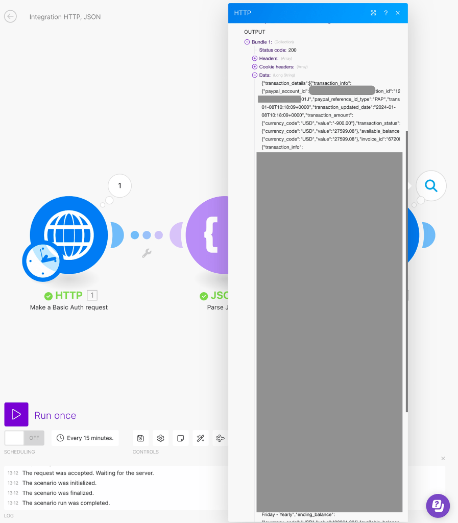 See the results of the HTTP request