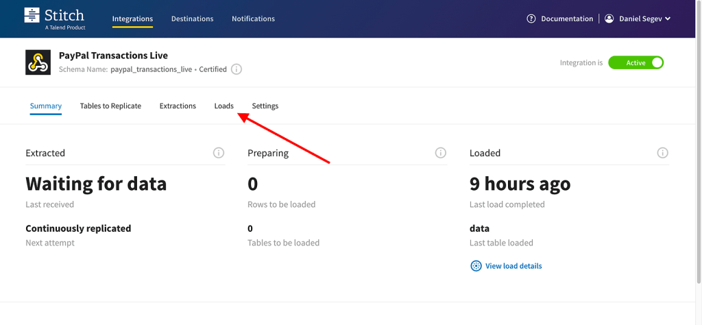 Watch integration in Stitch Data