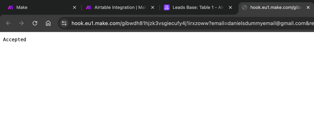 Make webhook response in action