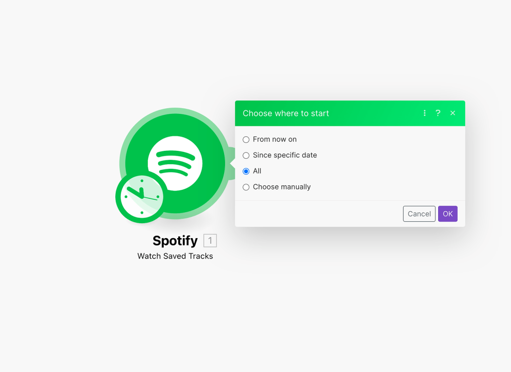 Make Spotify trigger settings