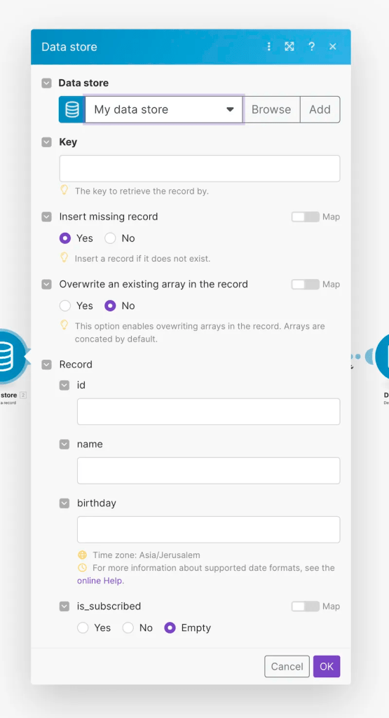 Make data store module - Update a record