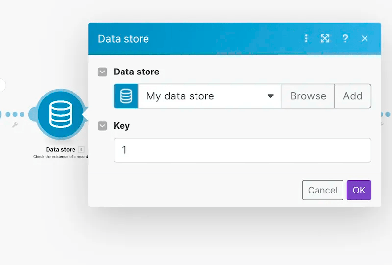 Make data store module - Check the existence of a record