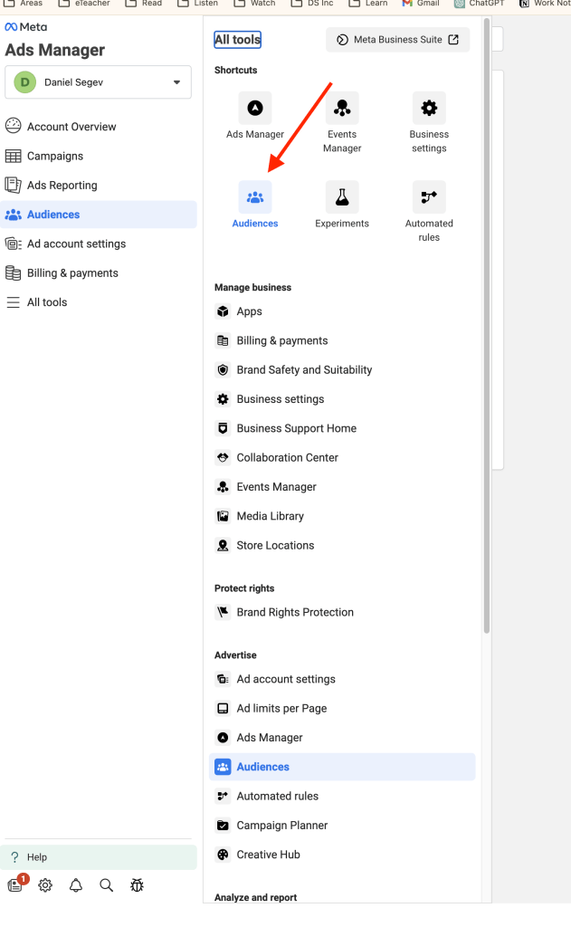 Audiences in Meta Business Suite